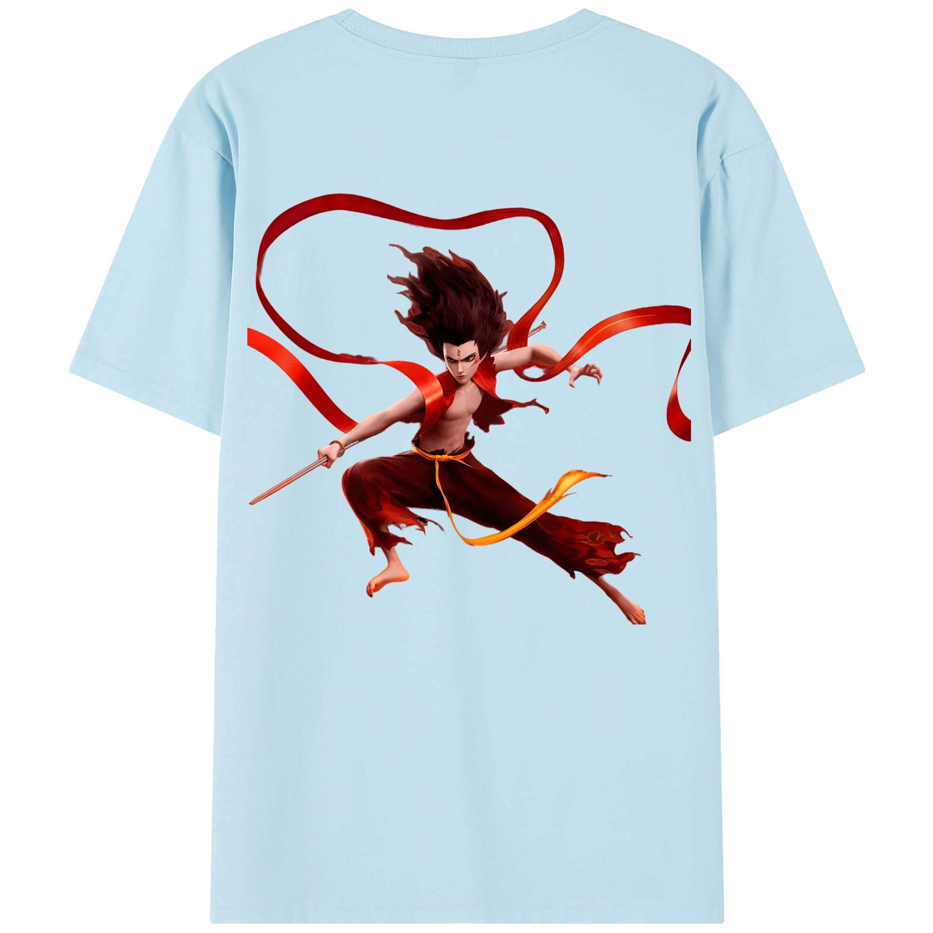 （画像用） Ne Zha 2 ナタ 魔童の大暴れ 綿100％半袖Tシャツ（背面プリント）